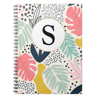 Custom Monogram Tropical Pattern Notebook Notizblock