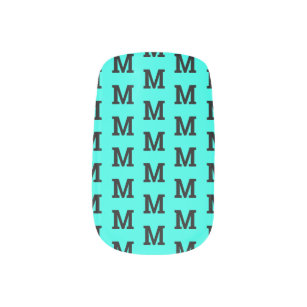Custom monogram türkis blue Minx Nail Art Packunge Minx Nagelkunst