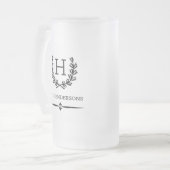 Custom Monogram und Name Laurel Mattglas Bierglas (Vorderseite Links)
