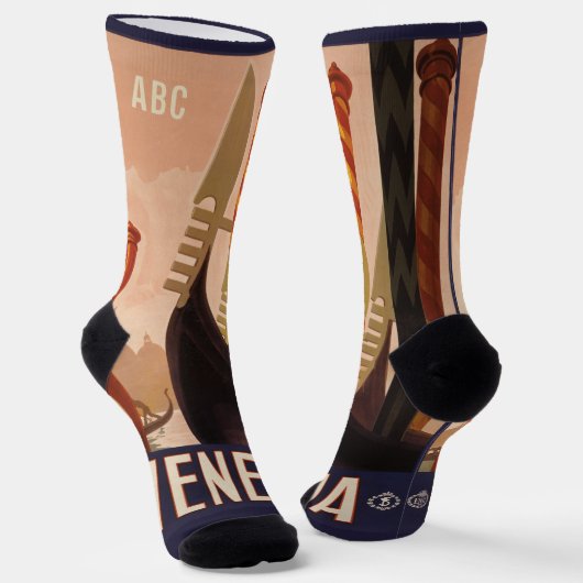 Custom monogram Venezia (Venedig) Socken (Gewinkelt)