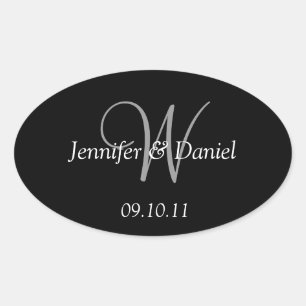 Custom Monogram W Wine Labels Ovaler Aufkleber