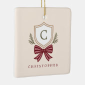 Custom Monogram Wappen Bow Christmas Keramikornament (Rechts)