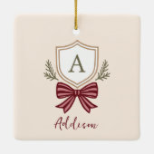 Custom Monogram Wappen Bow Christmas Keramikornament (Rückseite)