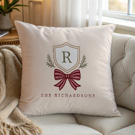 Custom Monogram Wappen Bow Christmas Throw Kissen