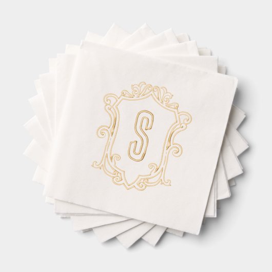 Custom Monogram Wappen Gold Foil Stamps Napkins Servietten Mit Folie (Insitu (Gestapelt))