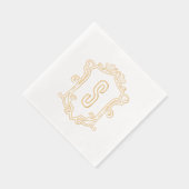 Custom Monogram Wappen Gold Foil Stamps Napkins Servietten Mit Folie (Rechts)
