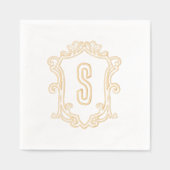 Custom Monogram Wappen Gold Foil Stamps Napkins Servietten Mit Folie (Vorderseite)