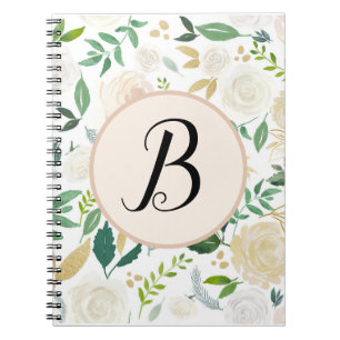 Custom Monogram Watercolor Green Ivy Floral Bloom Notizblock