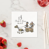 Custom Monogram Wedding Horse Gezeichnet Carriage Serviette (Beispiel)