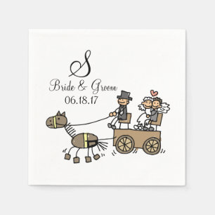 Custom Monogram Wedding Horse Gezeichnet Carriage Serviette