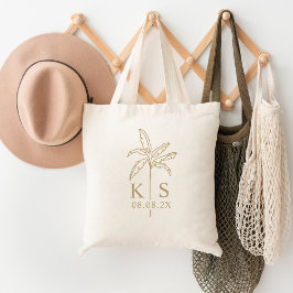 Custom Monogram Wedding Logo Palm Tree Tote Bag Tragetasche
