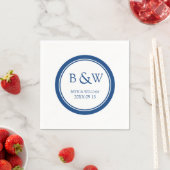 Custom Monogram Wedding Napkin Blue Serviette (Beispiel)