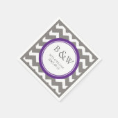 Custom Monogram Wedding Napkin Pum Gray Zickzack Serviette (Ecke)