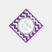 Custom Monogram Wedding Napkin Pum Gray Zickzack Serviette (Ecke)