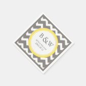 Custom Monogram Wedding Napkin Yellow Gray Zickzac Serviette (Ecke)