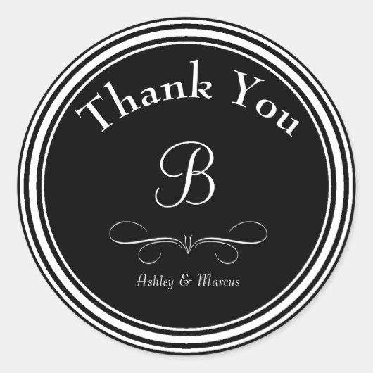 Custom Monogram Wedding Round Aufkleber (Vorderseite)
