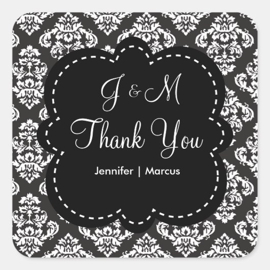 Custom Monogram Wedding Square Sticker (Vorderseite)