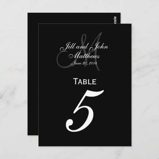 Custom Monogram Wedding Tischnummer Cards (Vorne/Hinten)