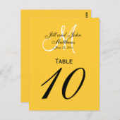 Custom Monogram Wedding Tischnummer Gelb (Vorne/Hinten)