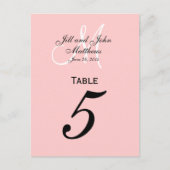 Custom Monogram Wedding Tischnummer Pink (Vorderseite)