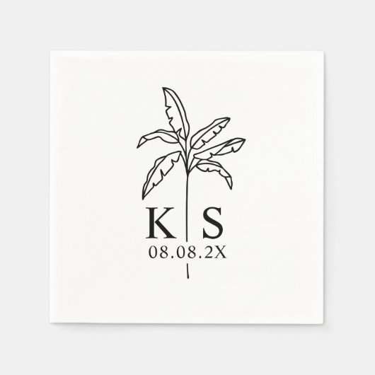 Custom Monogram Wedellogo Palm Tree Napkins Serviette (Vorderseite)