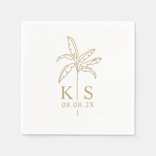 Custom Monogram Wedellogo Palm Tree Napkins Serviette (Vorderseite)