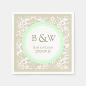 Custom Monogram Wedkin Beige Mint Damask Serviette (Vorderseite)