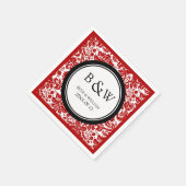 Custom Monogram Wedkin Black Damask Serviette (Ecke)