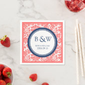 Custom Monogram Wedkin Coral Blue Damask Serviette (Beispiel)