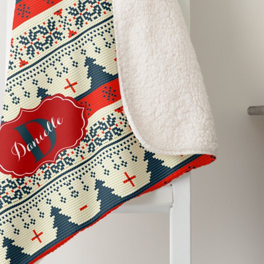 Custom Monogram Weihnachts-Feiertage Sherpadecke