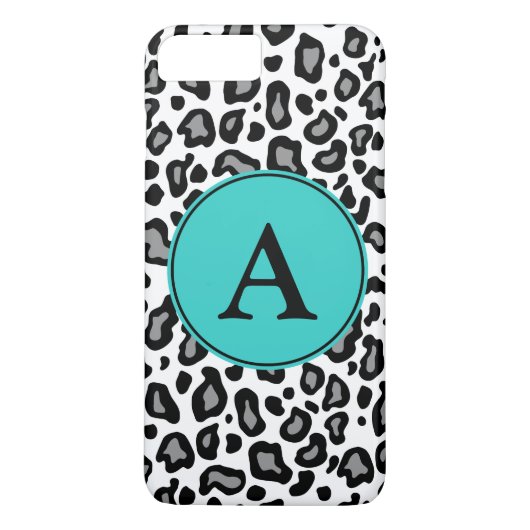 Custom Monogram White Leopard iPhone Plus Case (Rückseite)