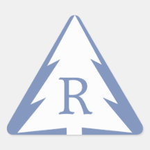 Custom Monogram White Tree on Blue Christmas