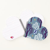 Custom Monogram Willow Tree Blue Heart Notebook Notizblock (Innenseite)