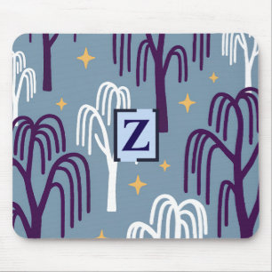 Custom Monogram Willow Tree Blue Mouse Pad Mousepad