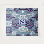 Custom Monogram Willow Tree Blue Wall Tapestes Wandteppich (Vorderseite (Horizontal))
