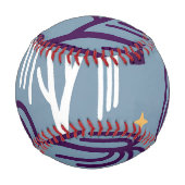 Custom Monogram Willow Tree Muster Blue Baseball (Rückseite)