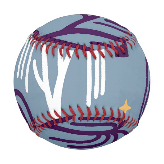 Custom Monogram Willow Tree Muster Blue Baseball (Rückseite)