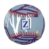 Custom Monogram Willow Tree Muster Blue Baseball (Vorderseite)