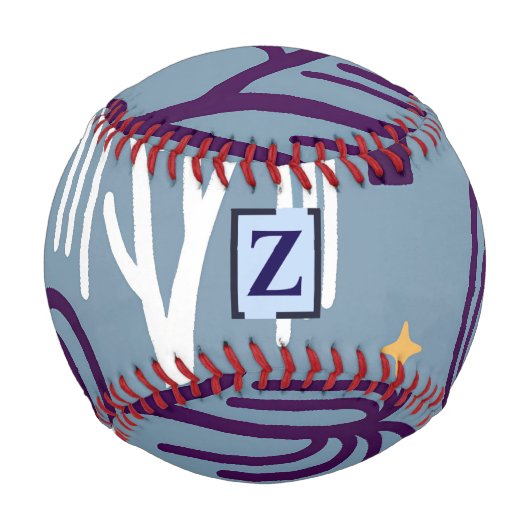 Custom Monogram Willow Tree Muster Blue Baseball (Vorderseite)