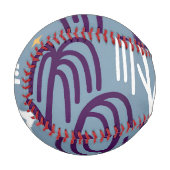 Custom Monogram Willow Tree Muster Blue Baseball (Vorderseite Links)