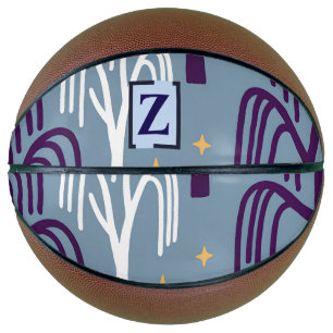 Custom Monogram Willow Tree Muster Blue Basketbal Basketball