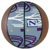 Custom Monogram Willow Tree Muster Blue Basketbal Basketball (Vertikal)