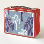 Custom Monogram Willow Tree Muster Blue Metall Brotdose (Rückseite)