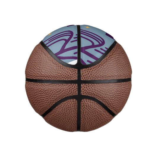 Custom Monogram Willow Tree Muster Blue Mini Basketball (Rechts)