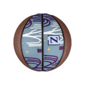 Custom Monogram Willow Tree Muster Blue Mini Basketball (Vertikal)