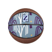 Custom Monogram Willow Tree Muster Blue Mini Basketball (Vorderseite)