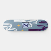 Custom Monogram Willow Tree Muster Blue Skateboard (Horizontal)