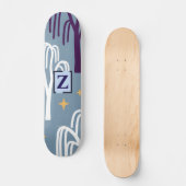 Custom Monogram Willow Tree Muster Blue Skateboard (Vorderseite)