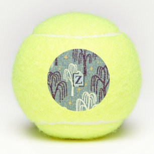 Custom Monogram Willow Tree Muster Blue Tennisbälle