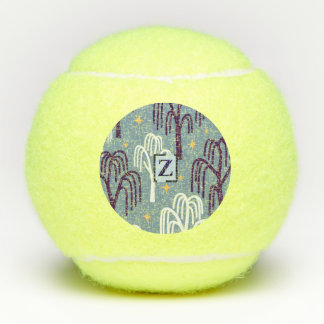 Custom Monogram Willow Tree Muster Blue Tennisbälle